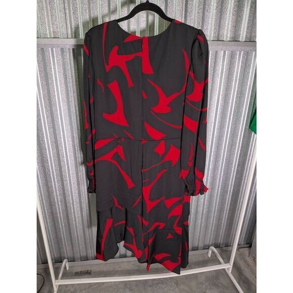 NWT DKNY by Donna Karan Surplice V-Neck Long Sleeve Asymmetrical Hemline Dress S - Picture 3 of 6